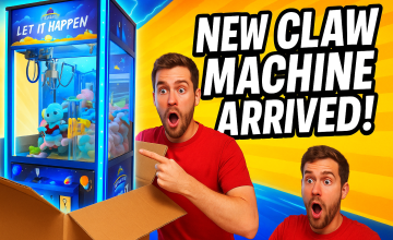 Unboxing and setting up a new claw machine for events in Dubai, featuring a sleek arcade design perfect for mall activations, corporate branding, and giveaways.